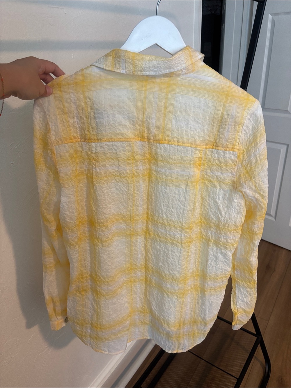 cloth & stone Yellow & White Plaid Button-Down Shirt - Picture 7 of 8
